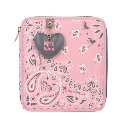 Depesche 12766 Miss Melody Bandana - Gevulde 2-vaks etui met bandana patroon, roze etui met kleurpotloden, liniaal, schaar en nog veel meer.