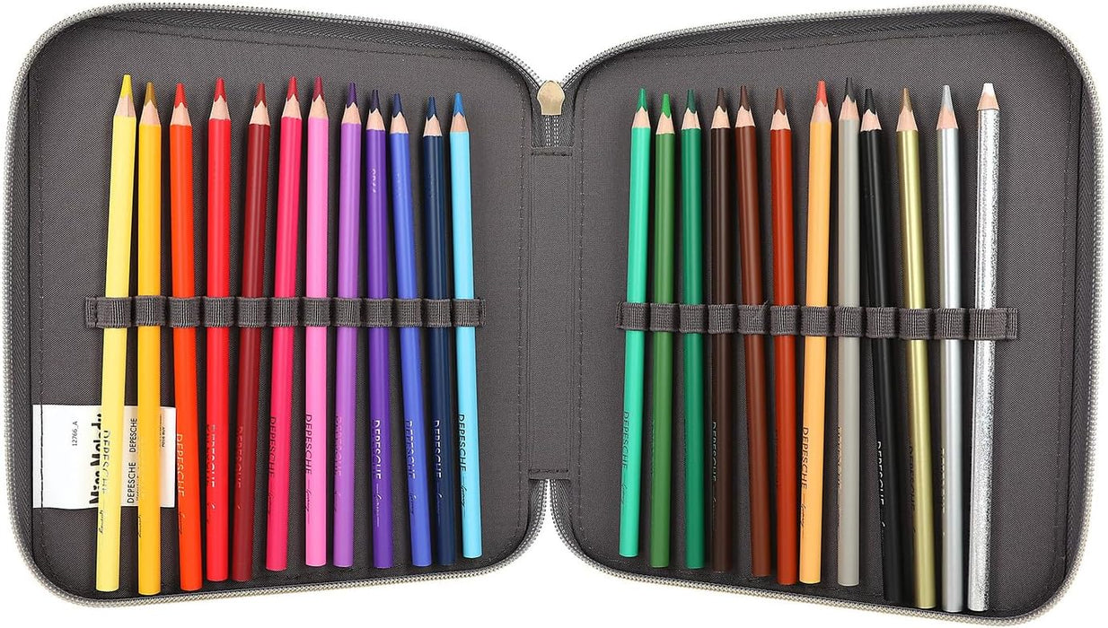 Depesche 12766 Miss Melody Bandana - Gevulde 2-vaks etui met bandana patroon, roze etui met kleurpotloden, liniaal, schaar en nog veel meer.