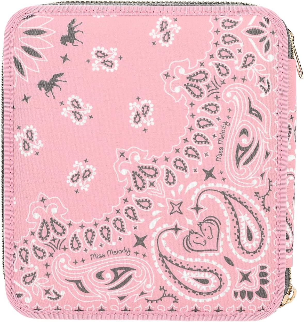 Depesche 12766 Miss Melody Bandana - Gevulde 2-vaks etui met bandana patroon, roze etui met kleurpotloden, liniaal, schaar en nog veel meer.