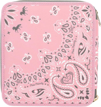 Depesche 12766 Miss Melody Bandana - Gevulde 2-vaks etui met bandana patroon, roze etui met kleurpotloden, liniaal, schaar en nog veel meer.