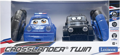 Lexibook RC12 Crosslander Twin, Set of 2 Radio (Police, Thief's car), up to 12km/h, Sound and Light Effects, 2 Remote Controls, Black/Blue