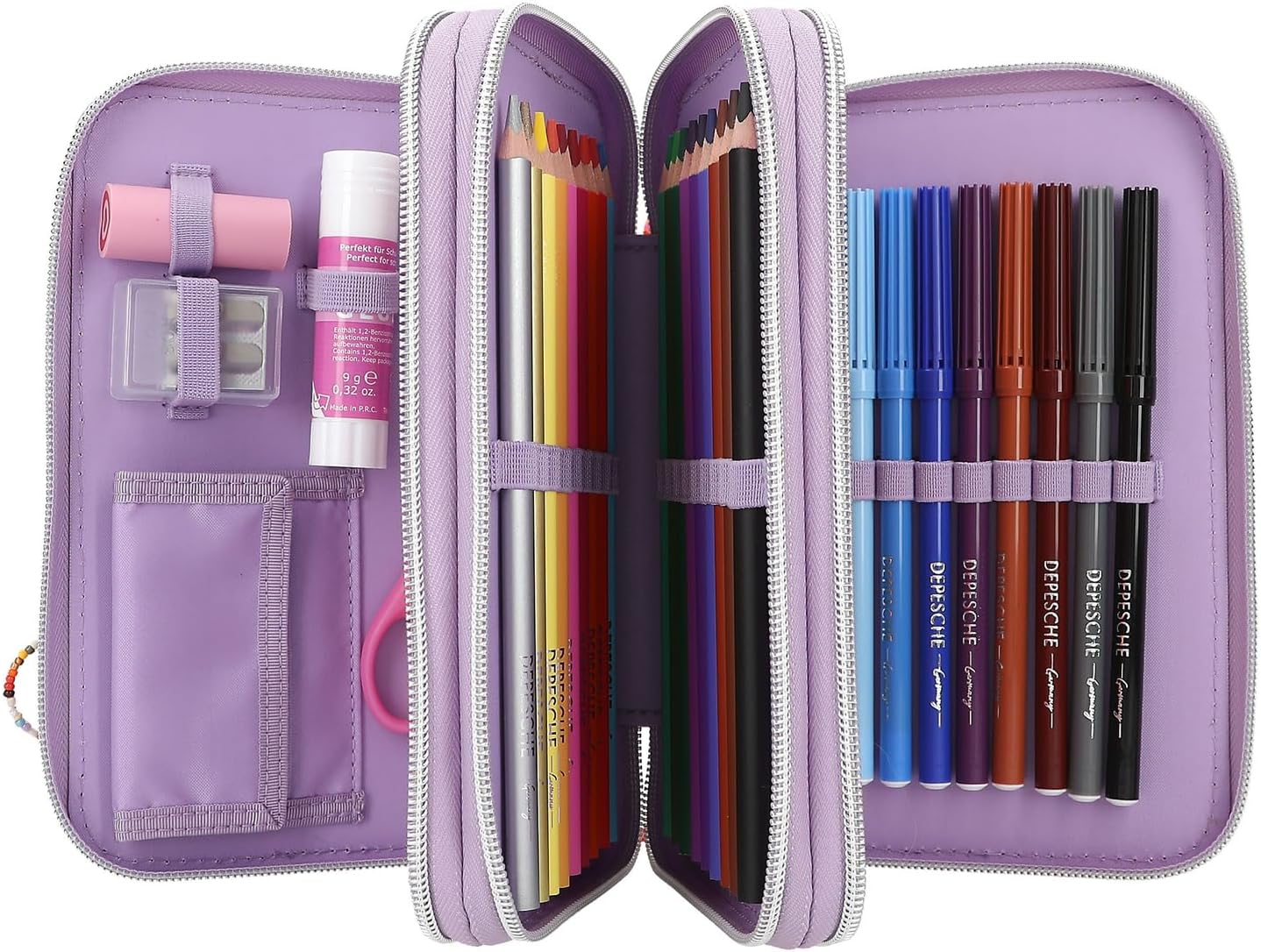 Depesche TOPModel Joy Triple Pencil Case with Applied Smartphone Purple