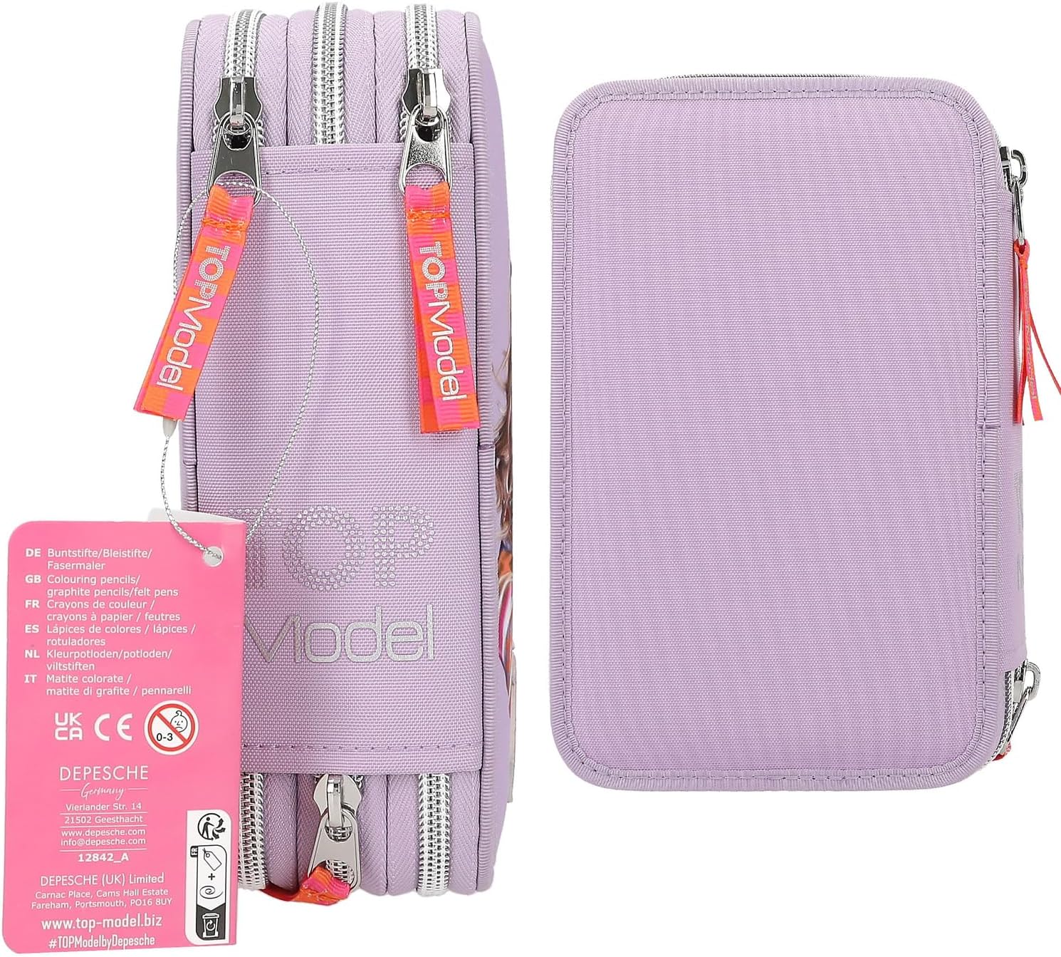 Depesche TOPModel Joy Triple Pencil Case with Applied Smartphone Purple