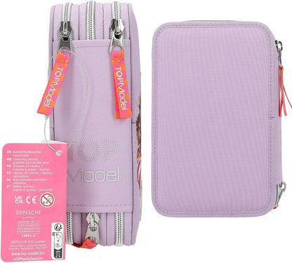 Depesche TOPModel Joy Triple Pencil Case with Applied Smartphone Purple