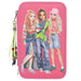 Depesche TOPModel Joy 12910 Filled 3-Compartment Pencil Case in Pink with Model Motif and Pendant, Includes 18 Coloured & Felt Tip Pens, 2 Pencils, Ruler, Scissors & More, For Girls Aged 6-8