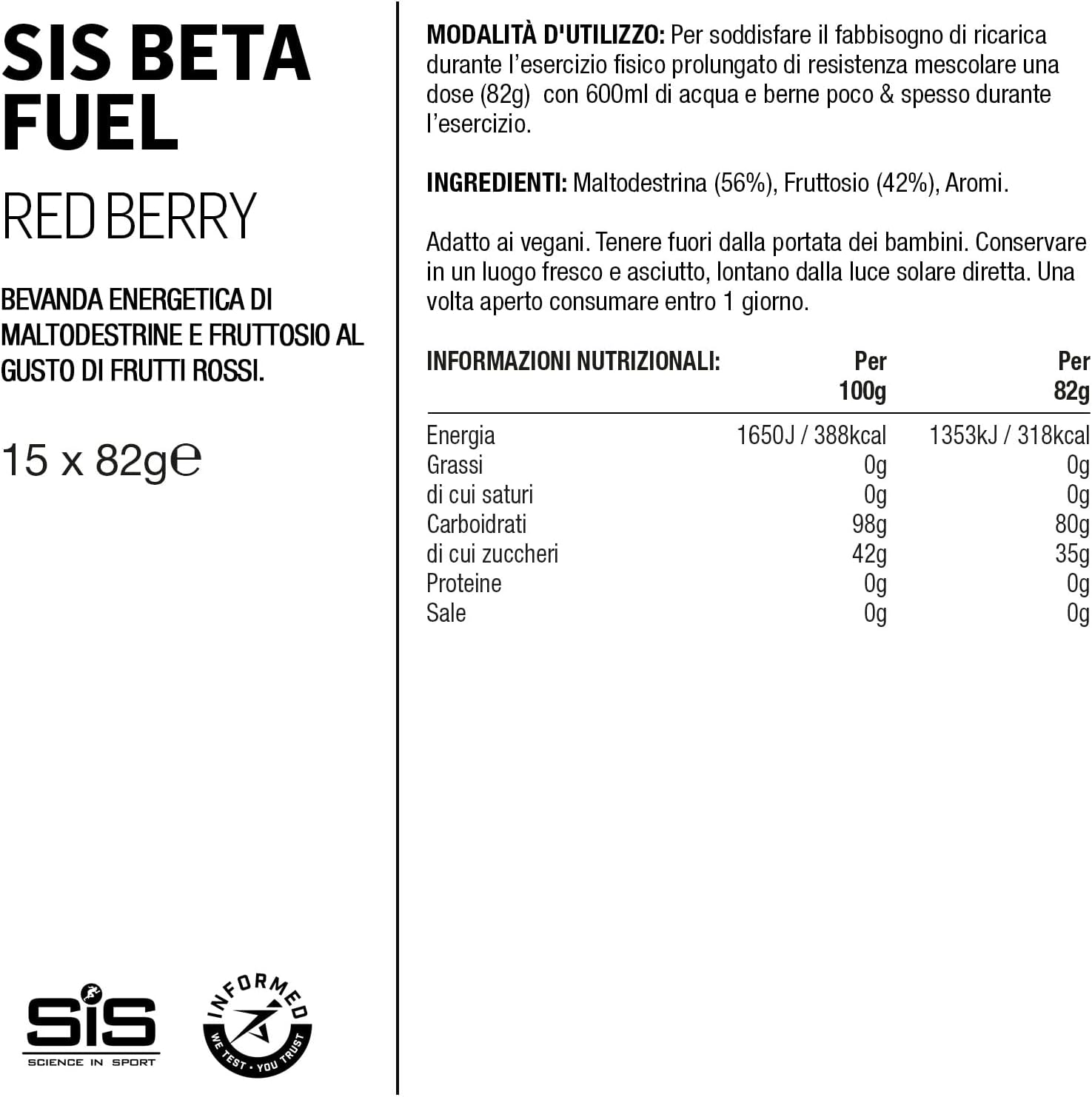 BETA Fuel energy drink powder - box of 15 sachets - red berry