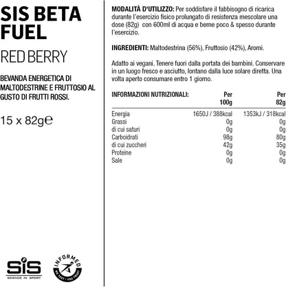 BETA Fuel energy drink powder - box of 15 sachets - red berry