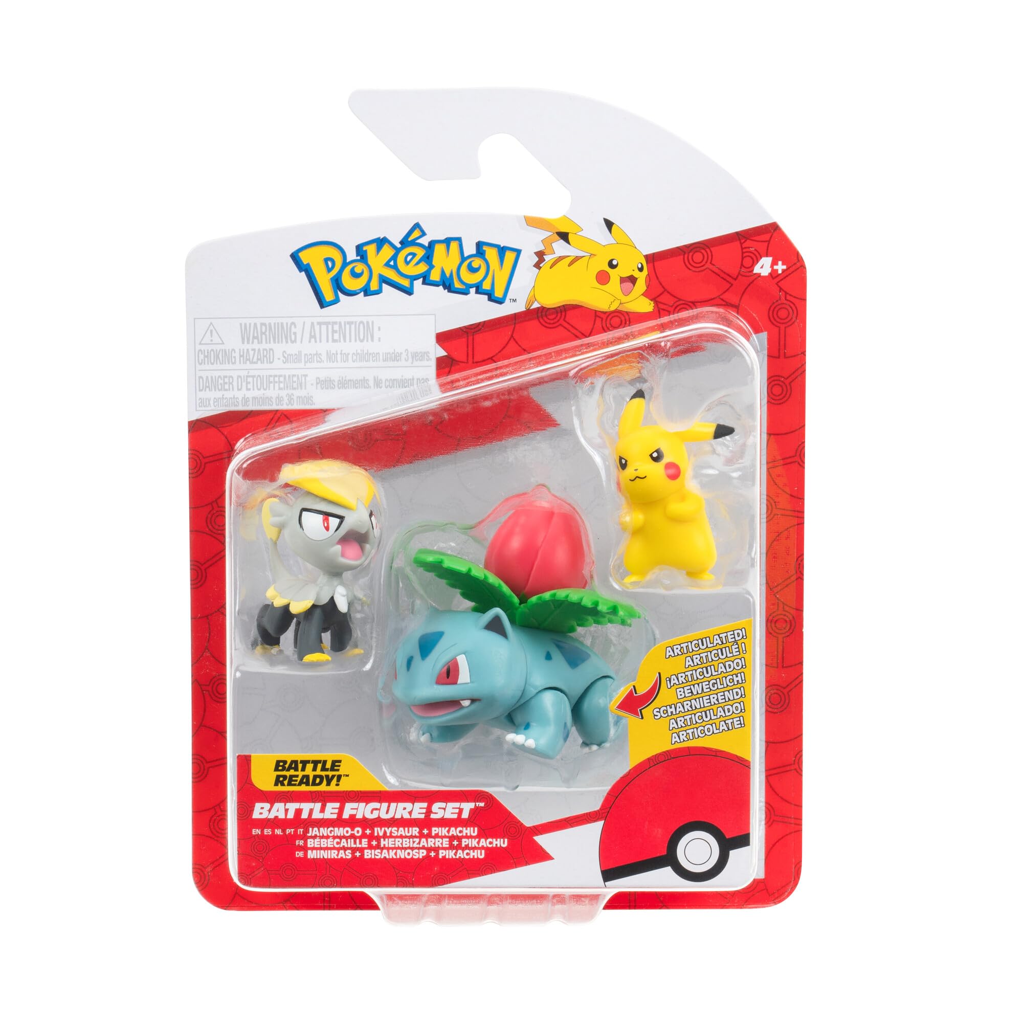 Pokémon PKW3893 Battle Figure Set - Pikachu, Miniras, Bisaknosp, Official Figures Set