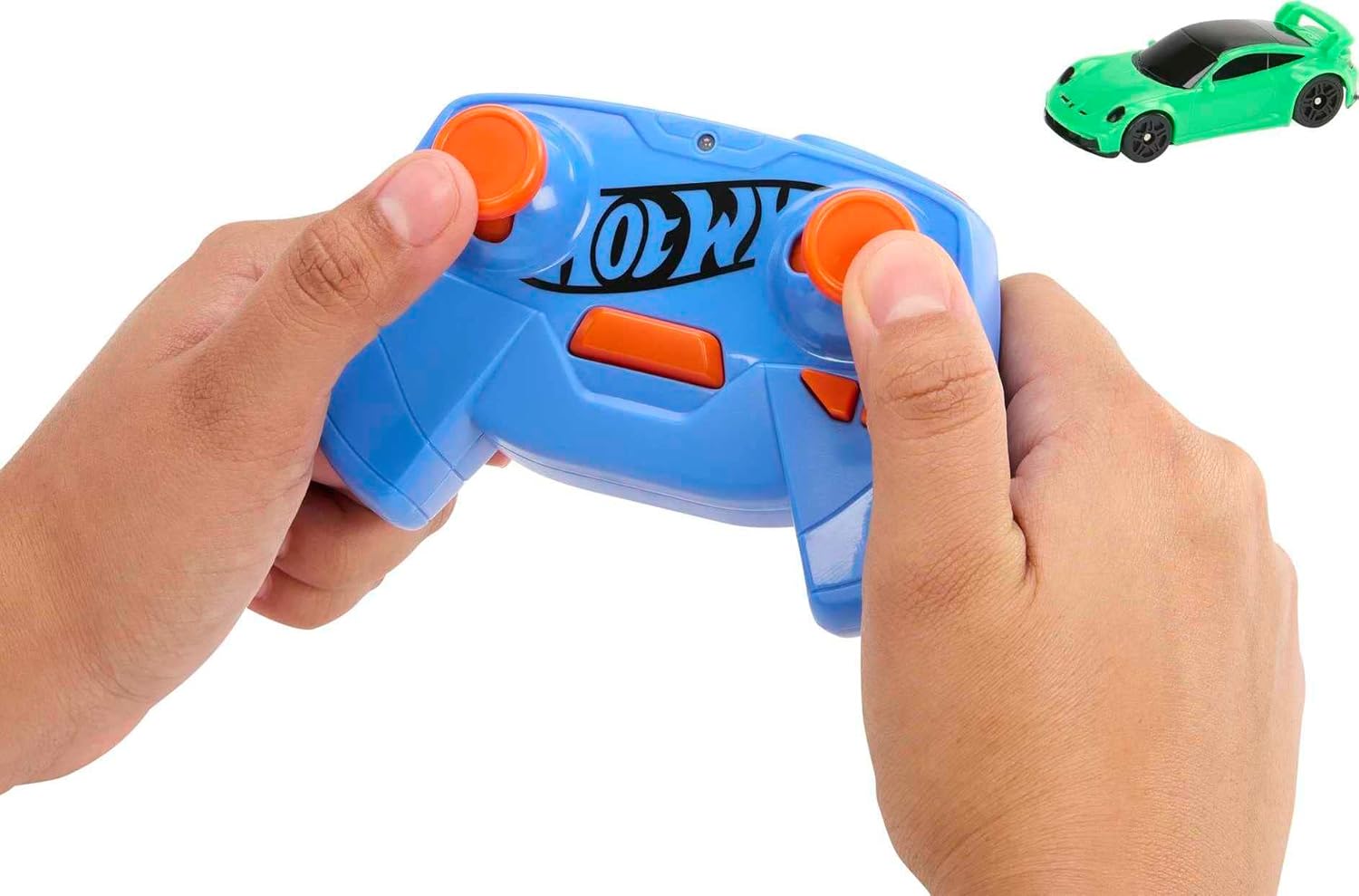 Hot Wheels RC Cars, Remote-Control Porsche 911 in 1:64 Scale, Recharges with USB Cable, On- and Off-Track Racing, Turbo Boost, Gift for Kids, HLT20 Posche 911