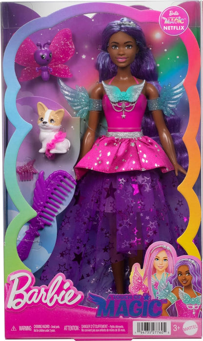 Barbie Doll with 2 Fantasy Pets & Dress, Barbie “Brooklyn” Doll From Barbie A Touch of Magic, 7-inch Long Hair, JCW49
