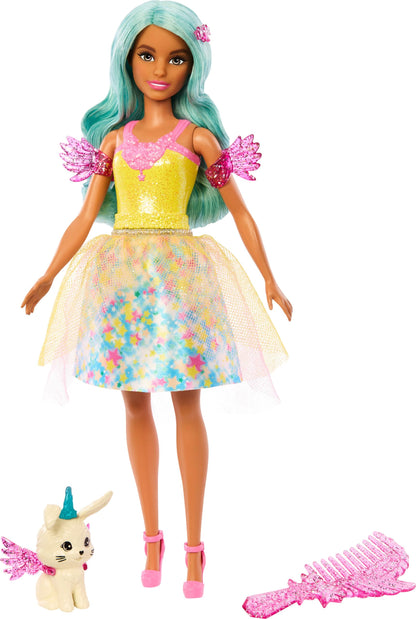 Barbie A Touch of Magic Pop en Accessoires, Teresa met fantasieoutfit, dierenvriendje, halsband en riem, en stylingaccessoires, JCW51