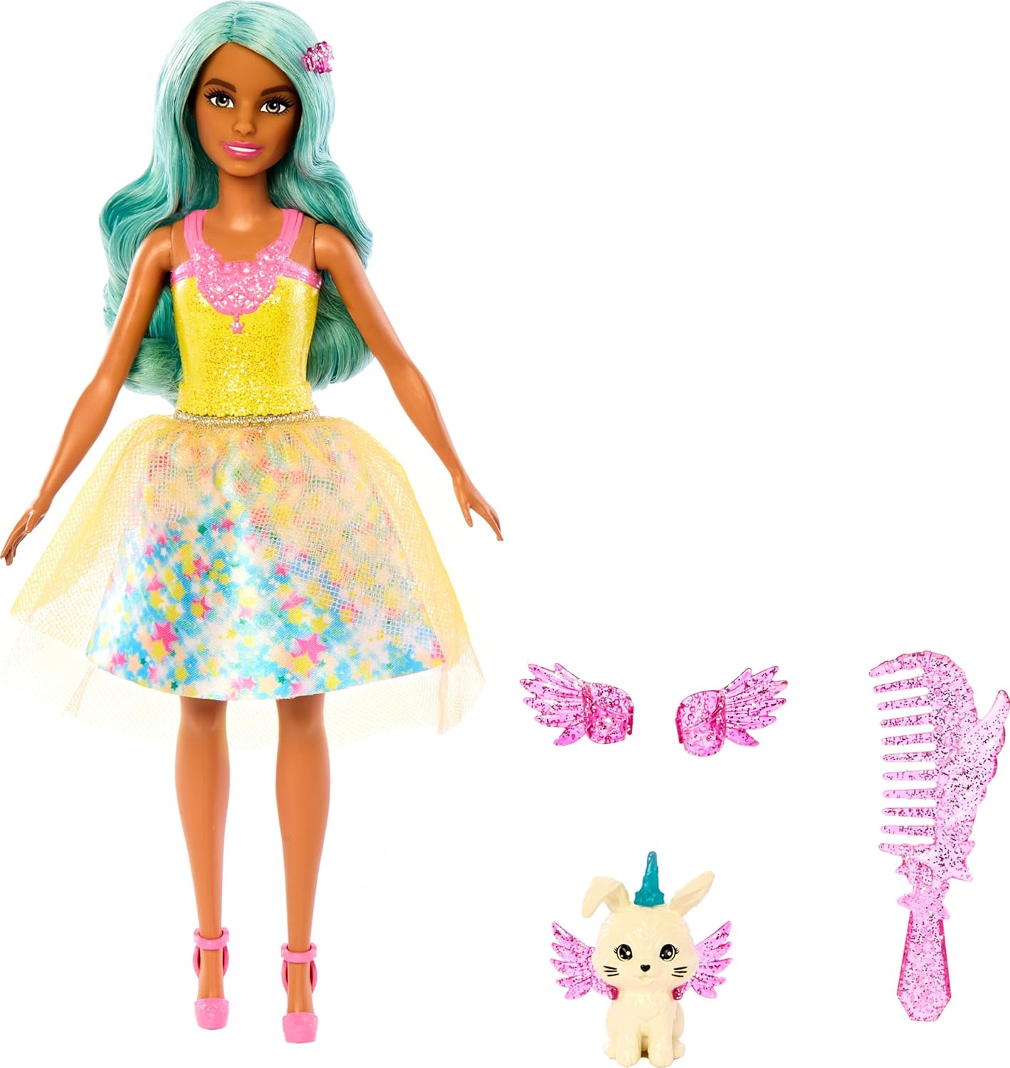Barbie A Touch of Magic Pop en Accessoires, Teresa met fantasieoutfit, dierenvriendje, halsband en riem, en stylingaccessoires, JCW51