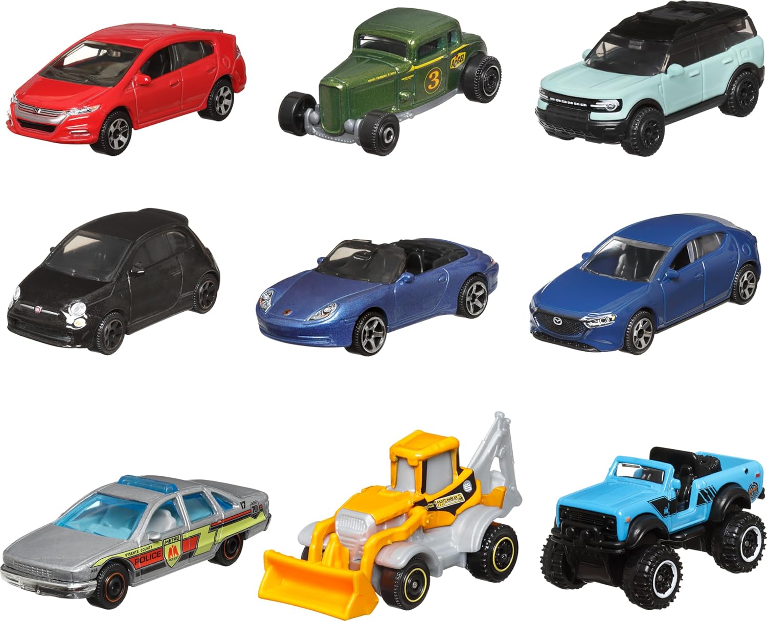 Matchbox 9-Pack Vehicles, Collection of 9 1:64 Scale Die-Cast Toy Cars Featuring Real-World Replicas of Recognizable Vehicles for Collectors and Kids 3 Years Old & Older, X7111 Single Limited edition