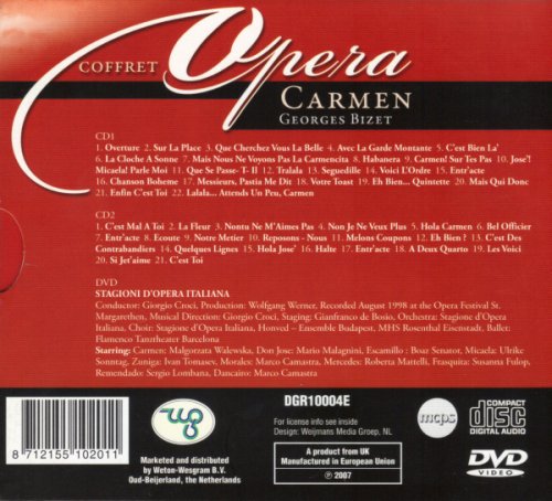 Carmen Opera Georges Bizet+Dvd (Region 2)