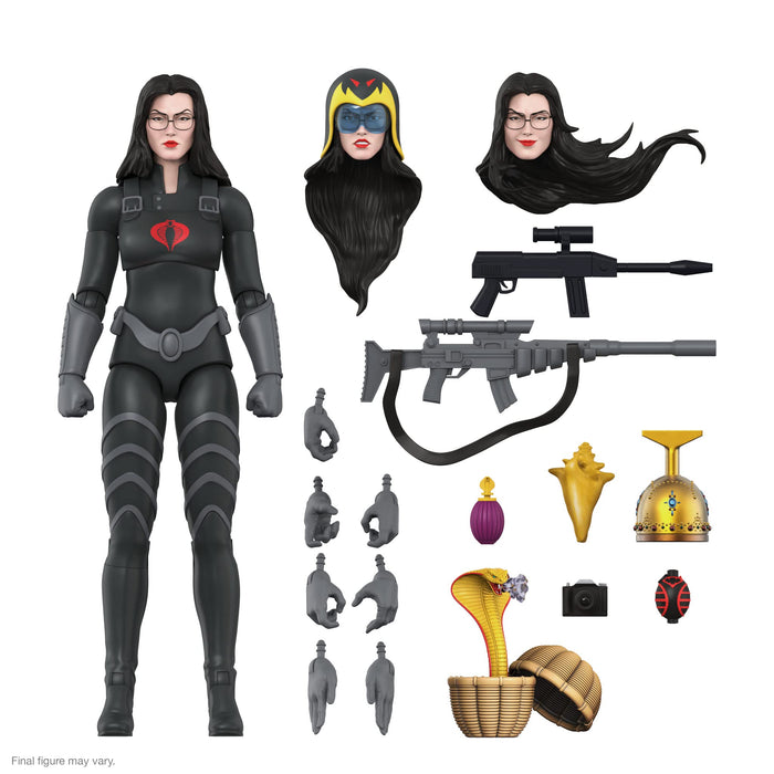 Super7 ULTIMATES! G.I. Joe Baroness in Black Suit - 7" G.I. Joe Action Figure with Accessories Classic Cartoon Collectibles and Retro Toys Baroness (Black)