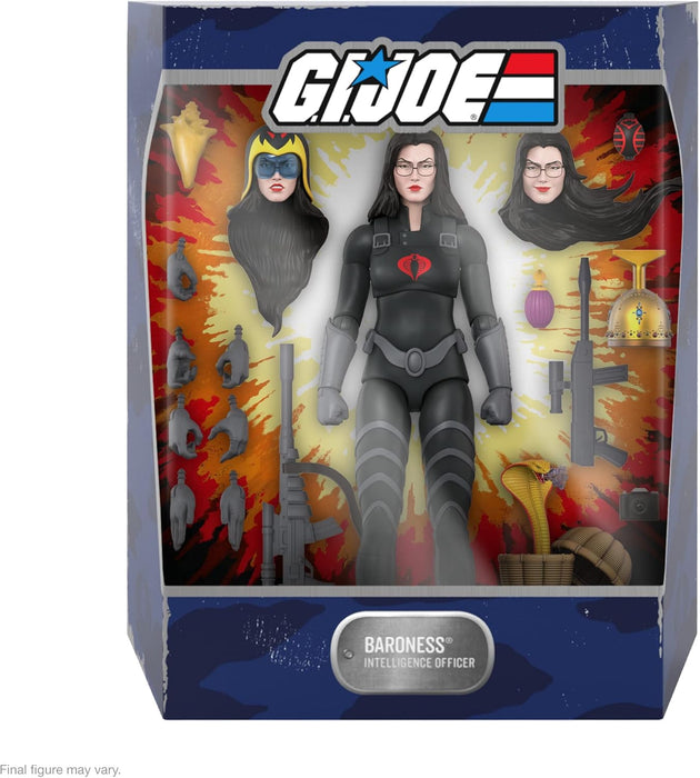 Super7 ULTIMATES! G.I. Joe Baroness in Black Suit - 7" G.I. Joe Action Figure with Accessories Classic Cartoon Collectibles and Retro Toys Baroness (Black)