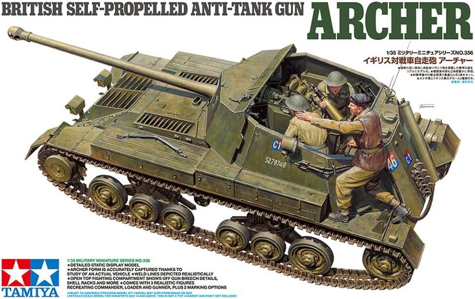 TAMIYA 300035356 300035356-1:35 Brit. Jagdpanzer Archer 17pdr, Faithful Replica, Plastic, Crafts, Model kit, Assembly, unpainted