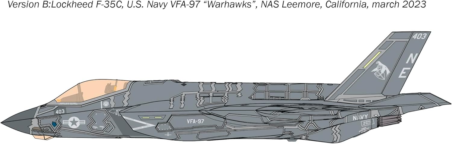 Italeri 1469 1:72 F-35C Lightning II Model Building Kit, Stand Model Building, Crafts, Hobby, Gluing, Plastic Kit, Detailed Military Kit