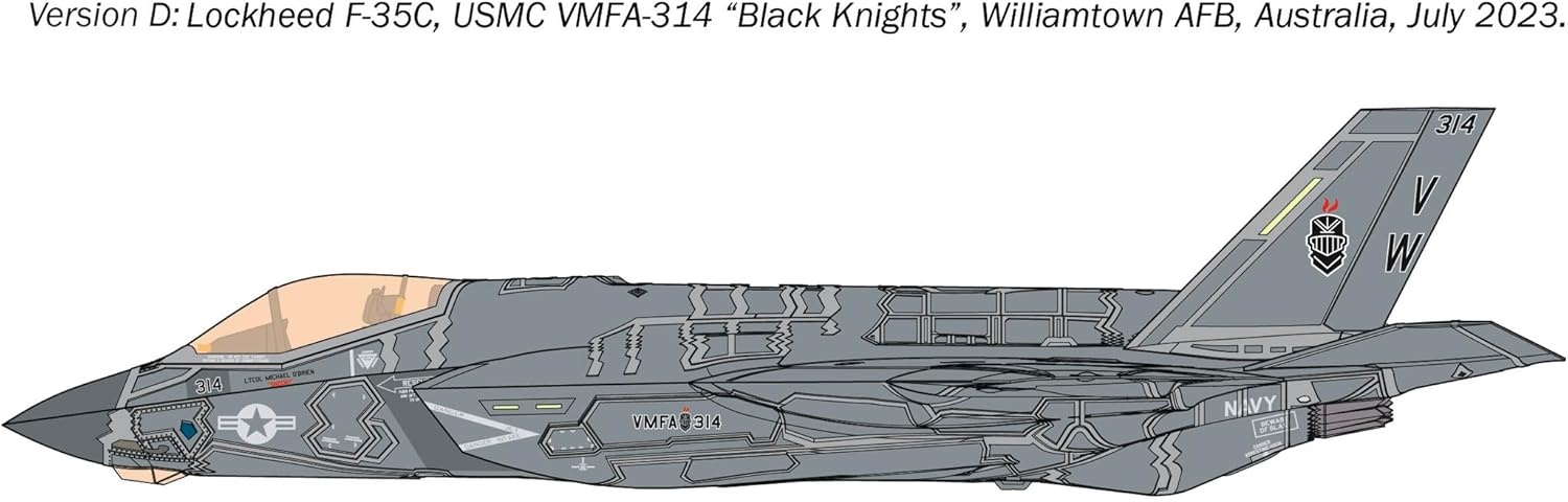 Italeri 1469 1:72 F-35C Lightning II Model Building Kit, Stand Model Building, Crafts, Hobby, Gluing, Plastic Kit, Detailed Military Kit