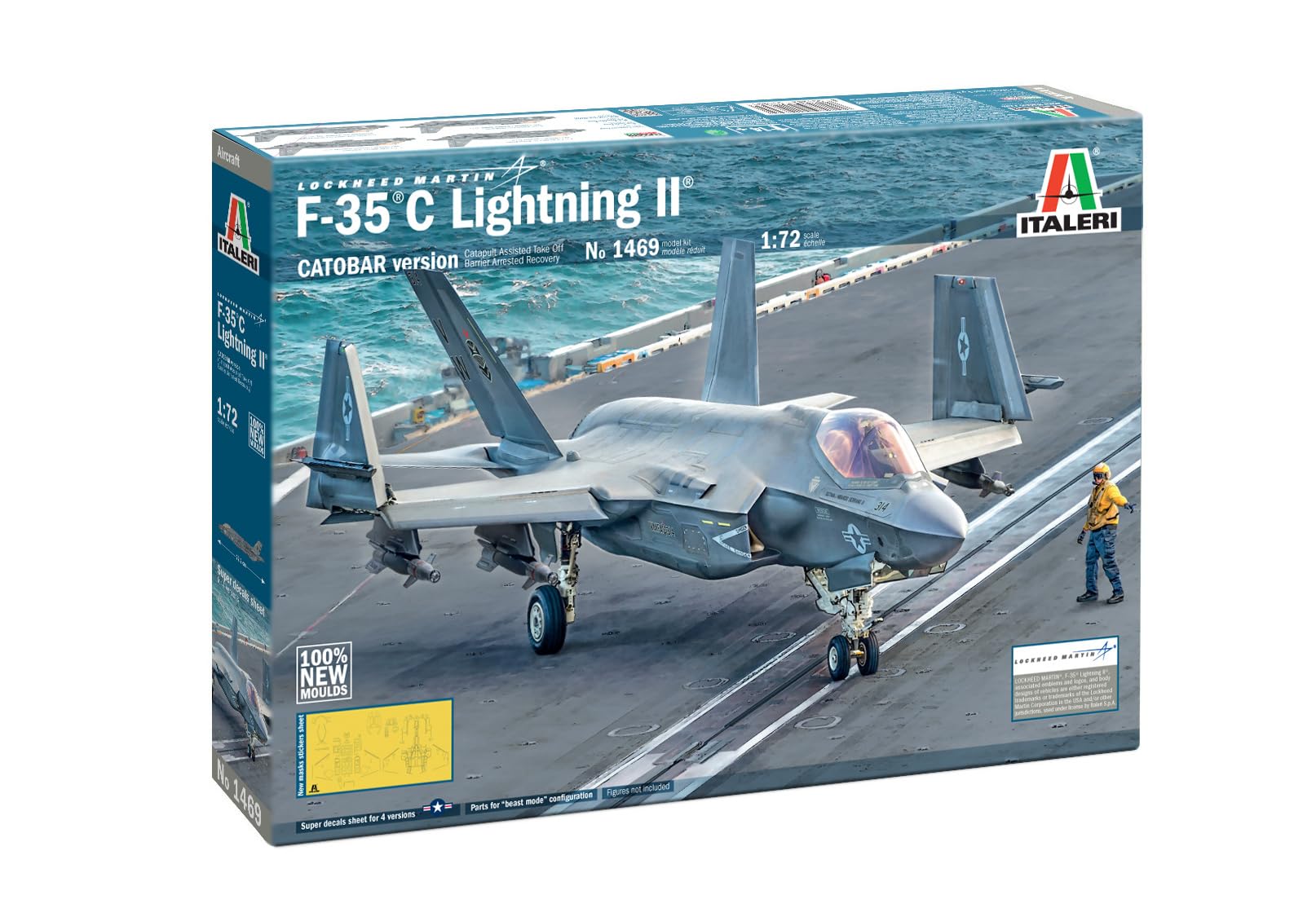 Italeri 1469 1:72 F-35C Lightning II Model Building Kit, Stand Model Building, Crafts, Hobby, Gluing, Plastic Kit, Detailed Military Kit