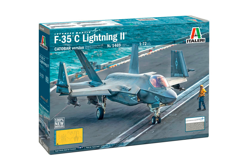 Italeri 1469 1:72 F-35C Lightning II Model Building Kit, Stand Model Building, Crafts, Hobby, Gluing, Plastic Kit, Detailed Military Kit