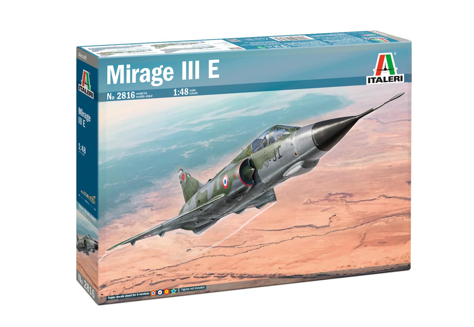 Italeri 2816 1:48 Mirage III E - Modellbau, Bausatz, Standmodellbau, Basteln, Hobby, Kleben, Plastikbausatz, detailgetreu, Militär Bausatz