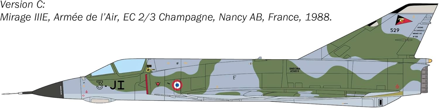 Italeri 2816 1:48 Mirage III E - Modellbau, Bausatz, Standmodellbau, Basteln, Hobby, Kleben, Plastikbausatz, detailgetreu, Militär Bausatz