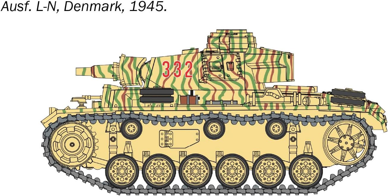 Italeri 25757 Pz.Kpfw. III Ausf. J/L/M/N, standing model building, crafts, hobby, gluing, plastic, detailed military kit, tank 1:56