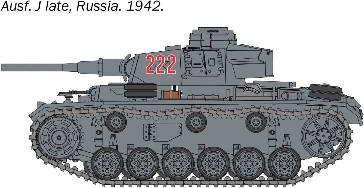 Italeri 25757 Pz.Kpfw. III Ausf. J/L/M/N, standing model building, crafts, hobby, gluing, plastic, detailed military kit, tank 1:56