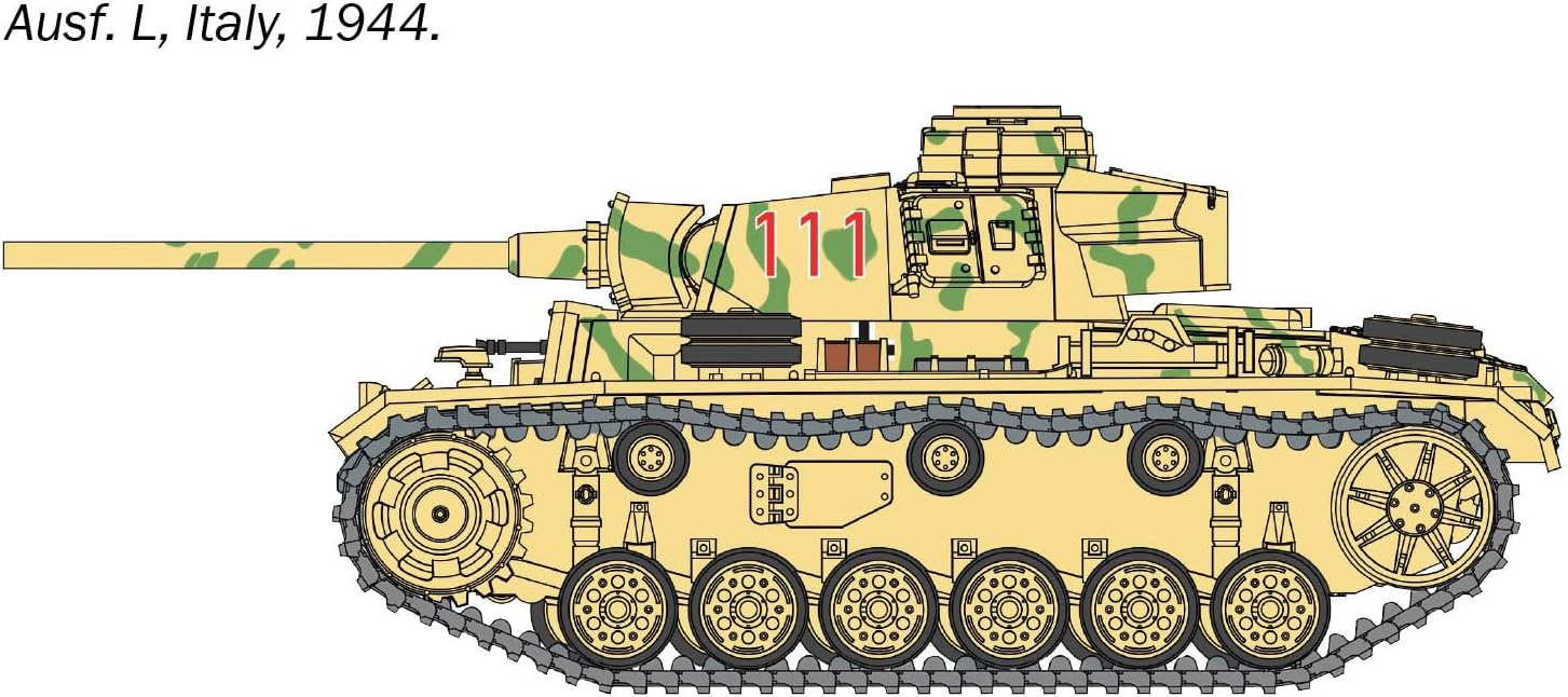 Italeri 25757 Pz.Kpfw. III Ausf. J/L/M/N, standing model building, crafts, hobby, gluing, plastic, detailed military kit, tank 1:56