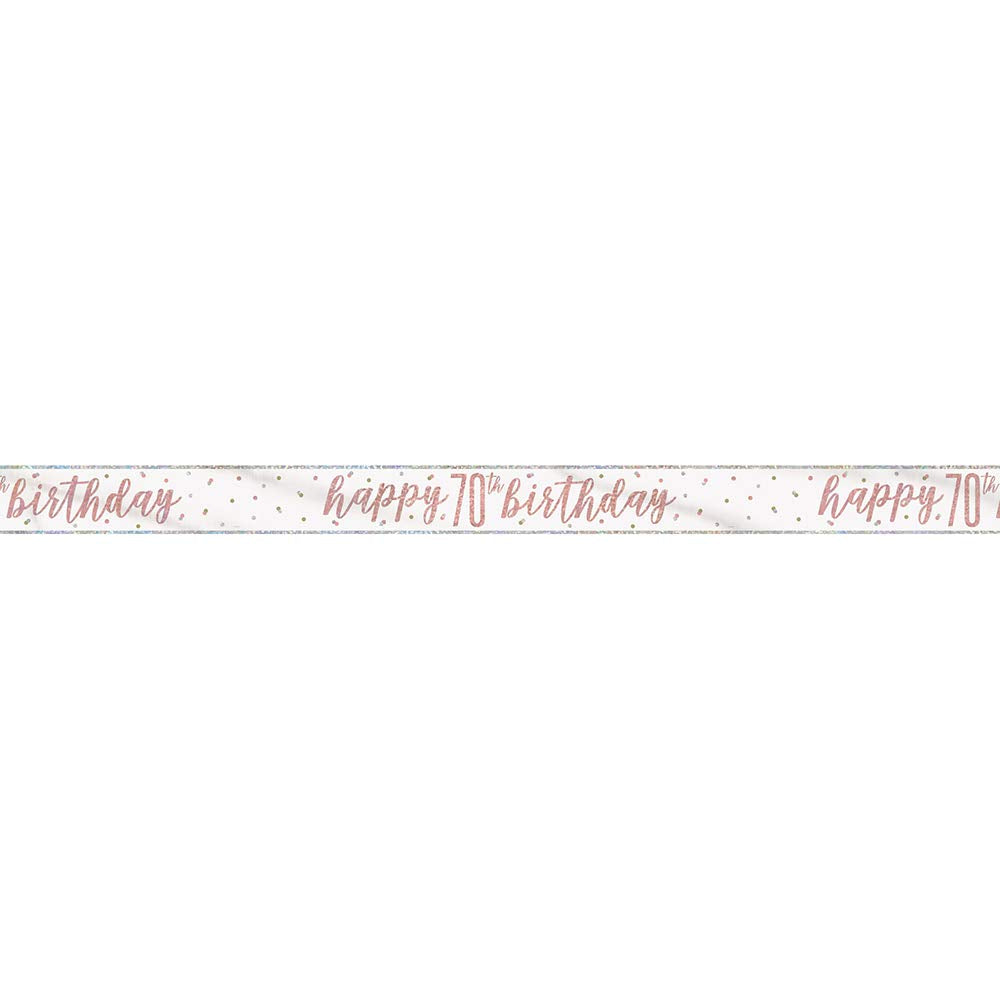Unique 84859 - Striscione Buon 70° Compleanno - 2,74 m - Festa a tema Glitz Ora Rosa - 1 Pezzo (Confezione da 1