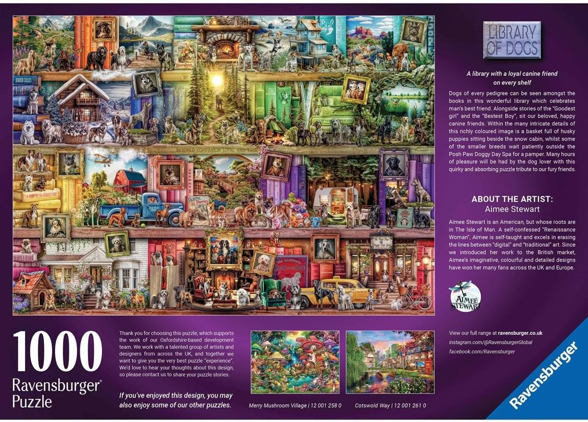 Ravensburger Library of Dogs 1000 Piece Jigsaw Puzzles for Adults and Kids Age 12 Years Up