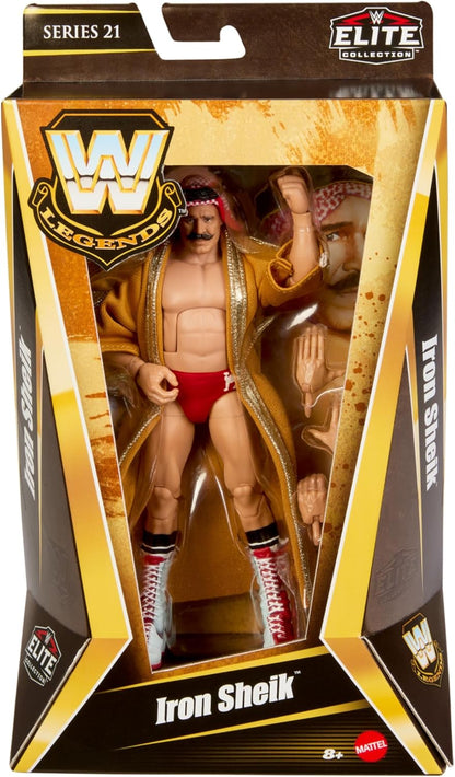 Mattel WWE Figur Iron Sheik Elite Collection Legende, austauschbare Hände und Zubehör, Truefx-Technologie, 25 Gelenke, zum Sammeln, Spielzeug für Kinder, ab 3 Jahren, HVF57, HVF57