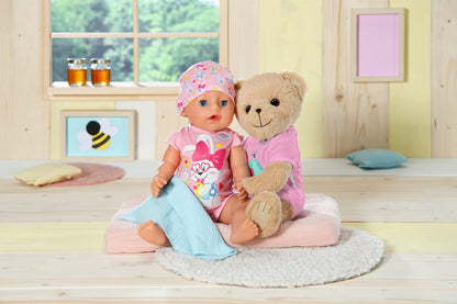 BABY born Bär, Teddy Kuscheltier mit pinkem Strampler und beweglichen Armen und Beinen, 835586 Zapf Creation