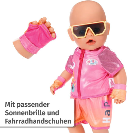 BABY born Fahrrad-Kleidung mit Brille und Handschuhen für 43 cm Puppen, 835876 Zapf Creation