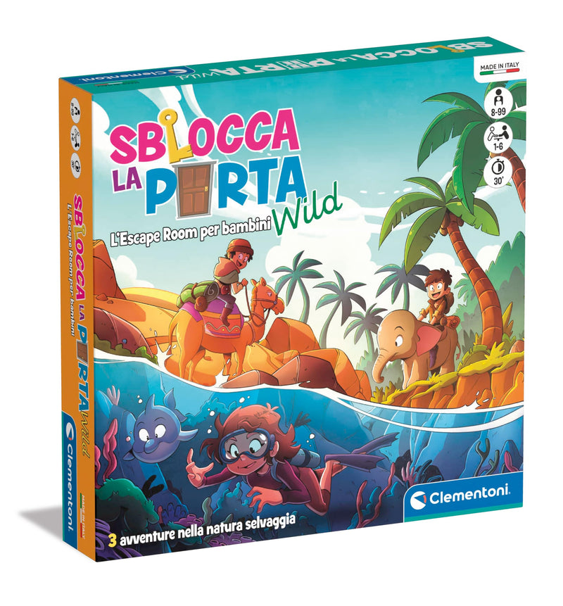 Clementoni - Gioco da Tavolo Adulti - Sblocca la Porta - Wild - Escape Room Bambini 8 Anni, Gioco di Logica con Enigmi da Risolvere, Divertimento per Adulti, 1-6 Giocatori, Made In Italy, 16813 Sblocca La Porta Wild
