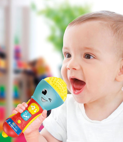 Clementoni - Baby Microfono per Bambini, Gioco Elettronico Musicale Prima Infanzia, Giocattolo 10-36 Mesi, Centro Attività Luci E Suoni, 17931