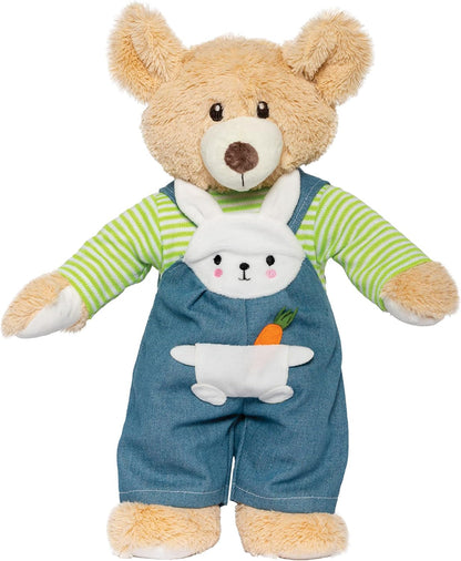 Heless 2316 - Ropa para muñecas en diseño Bunny Lou, Conjunto de 2 Piezas con Peto y Camisa a Rayas para muñecas y Peluches de 35 a 45 cm