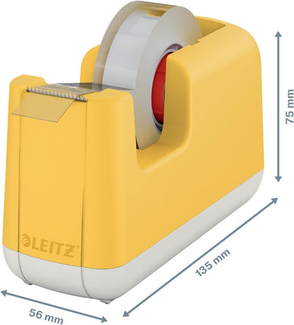 Leitz Tape Dispenser, Heavy Base With Tape, Cosy Range, Warm Yellow, 53670019