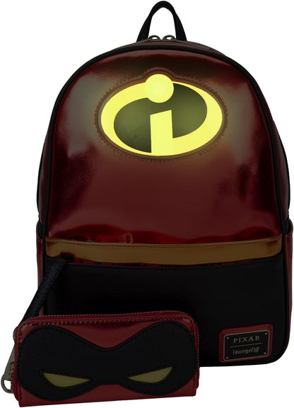 Loungefly The Incredibles 20th Anniversary Light Up Metallic Mini Backpack with Coin Bag, Multi, Mini