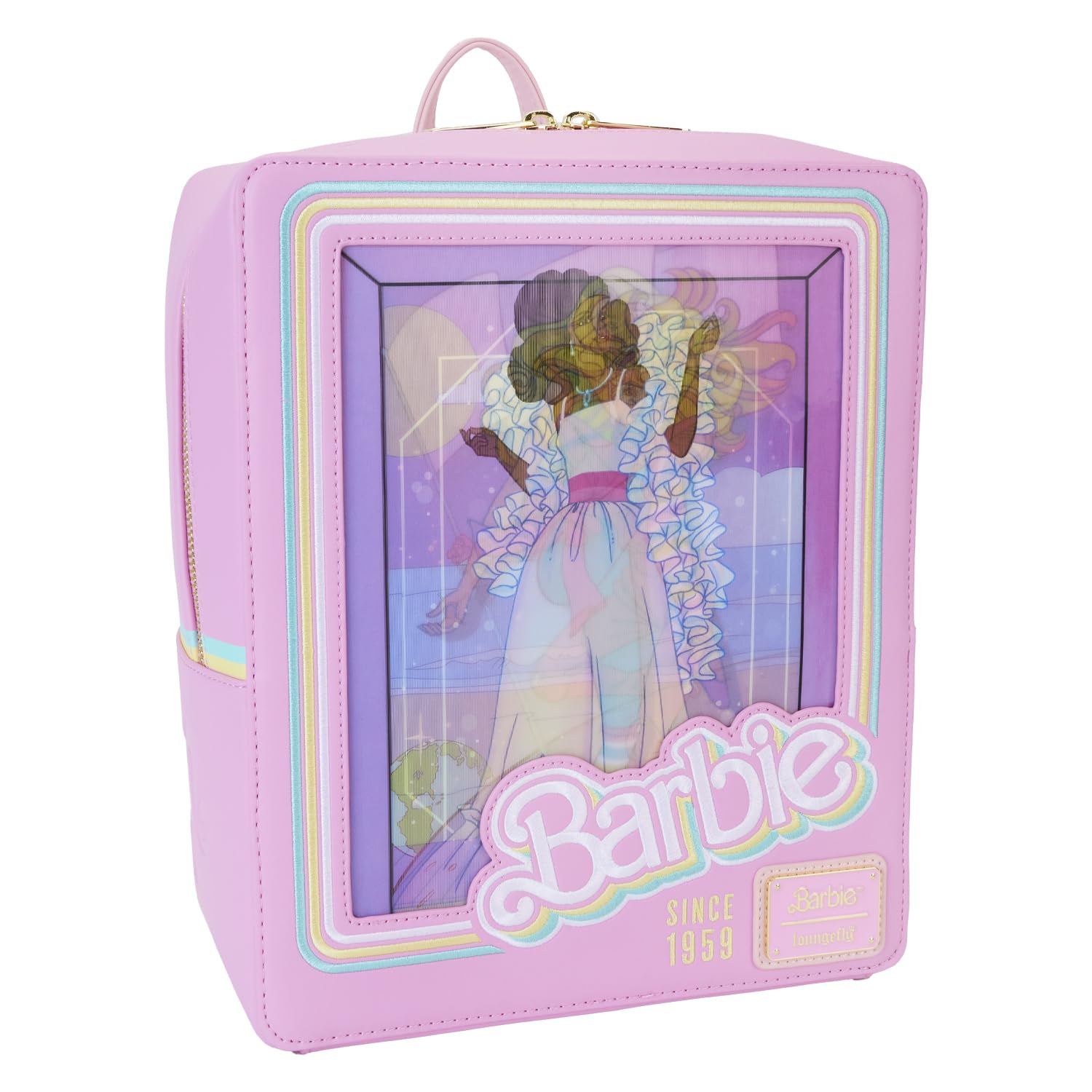 Loungefly Barbie 65th Anniversary Doll Box Triple Lenticular Mini Backpack, Multi, Mini
