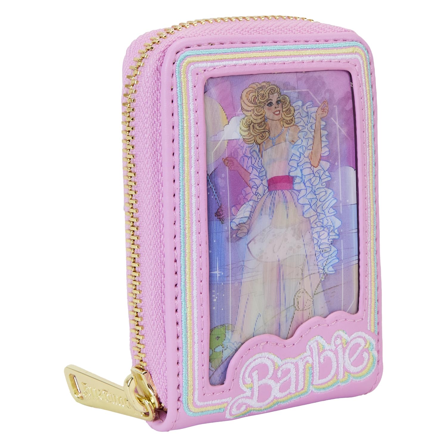 Loungefly Barbie 65th Anniversary Doll Box Triple Lenticular Zip Around Accordion Wallet, Multicolor, Zip Around Wallet