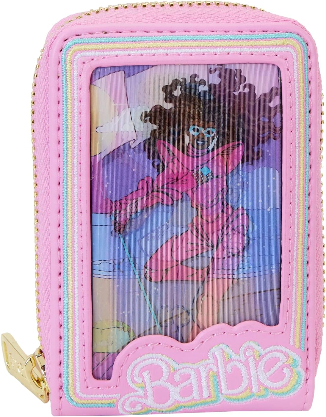 Loungefly Barbie 65th Anniversary Doll Box Triple Lenticular Zip Around Accordion Wallet, Multicolor, Zip Around Wallet