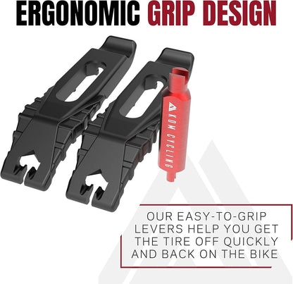 KOM Cycling Presta Valve Core Removal Tool Tubeless Tire Lever Set. Bicycle Tire Lever Set That Includes a Valve Core Remover. Great for Removing Presta Valve Cores with The Presta Valve Core Tool…