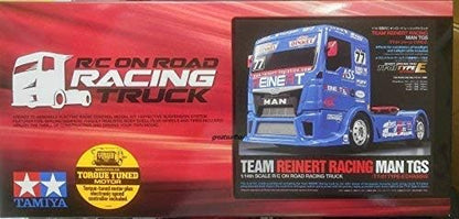 Tamiya TAM58642 MAN RC 58642 Team Reinert Racing TGS TT-01E 1:14 Truck Assembly Kit, Multicoloured RaceTrcuk MAN TGS (Team Reinert)