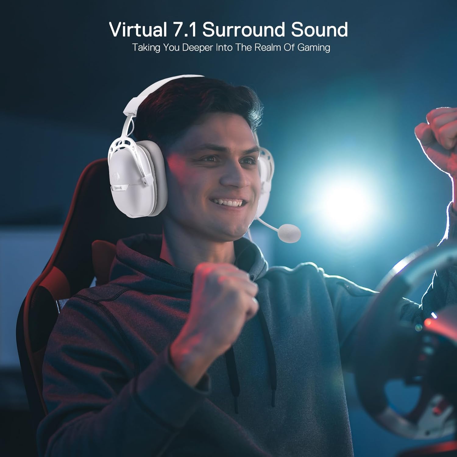 Redragon H376 Aurora Wired Gaming Headset, Virtual 7.1 Surround Sound, 40mm Drivers, in-line Control with EQ Mode, Over-Ear Headphones Works for PC/PS5/XBOX/NS, White