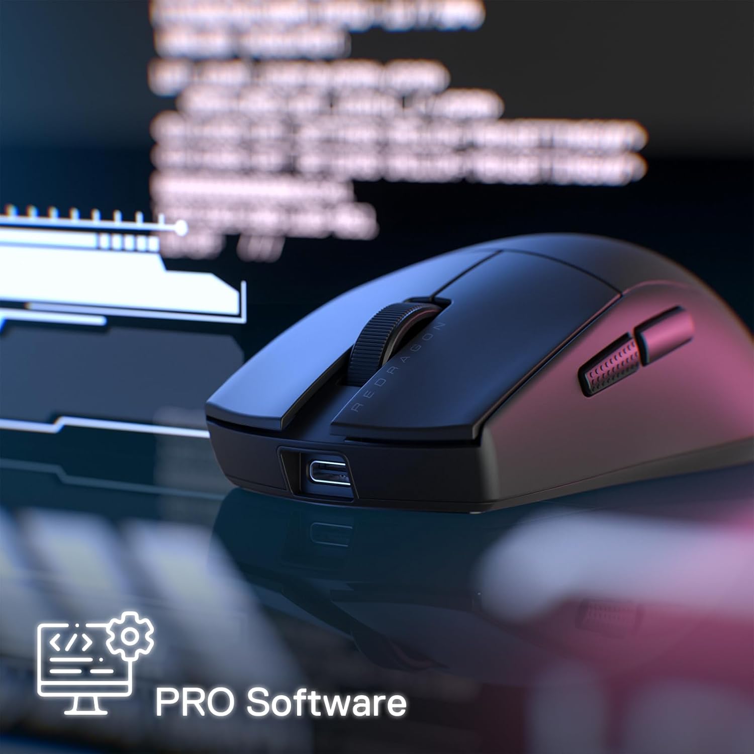 Redragon M916 PRO 3-Mode Wireless Gaming Mouse, 49G Ultra-Light 26K DPI Gamer Mouse w/Ergonomic Natural Grip Build, Full Programmable Buttons, Software Supports DIY Keybinds & DPI 3-Mode Black