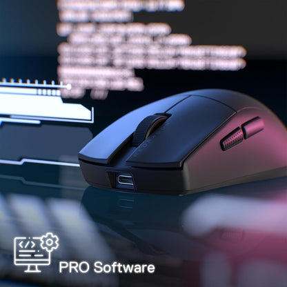 Redragon M916 PRO 3-Mode Wireless Gaming Mouse, 49G Ultra-Light 26K DPI Gamer Mouse w/Ergonomic Natural Grip Build, Full Programmable Buttons, Software Supports DIY Keybinds & DPI 3-Mode Black