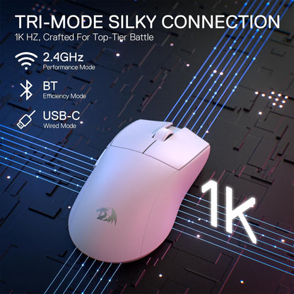 Redragon M916 PRO 3-Mode Wireless Gaming Mouse, 49G Ultra-Light 26K DPI Gamer Mouse w/Ergonomic Natural Grip Build, Full Programmable Buttons, Software Supports DIY Keybinds & DPI