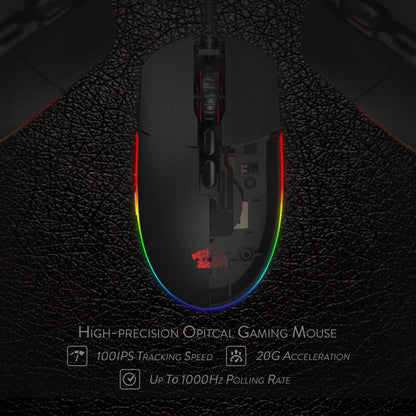 Redragon M719 Invader Wired Optical Gaming Mouse, 7 Programmable Buttons, RGB Backlit, 10,000 DPI, Ergonomic PC Computer Gaming Mice with Fire Button